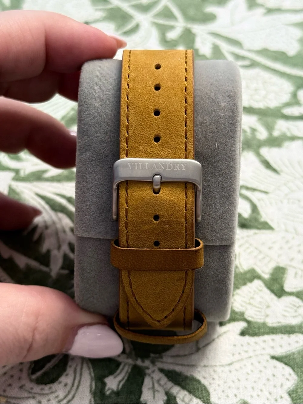 Villandry Navy Dial Watch with Tan Leather Strap